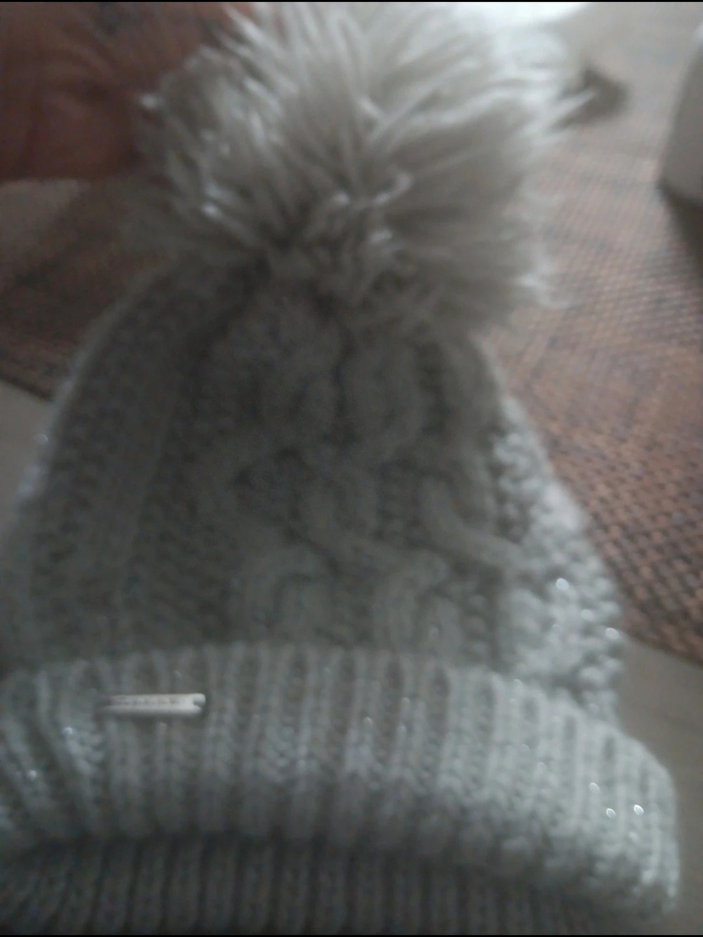 Cozy Cable Knit Pom Beanie - Light Grey